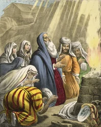 Noahs Opfer nach Verlassen der Arche, aus einer Bibel gedruckt von Edward Gover, 1870er Jahre